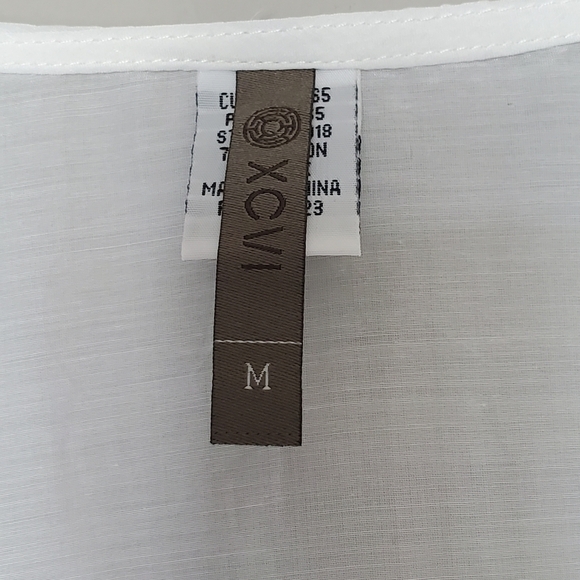 XCVI Women's Boho White Embroidered Lace Sheer Silk Blend Tunic Coverup Top M - Picture 4 of 7